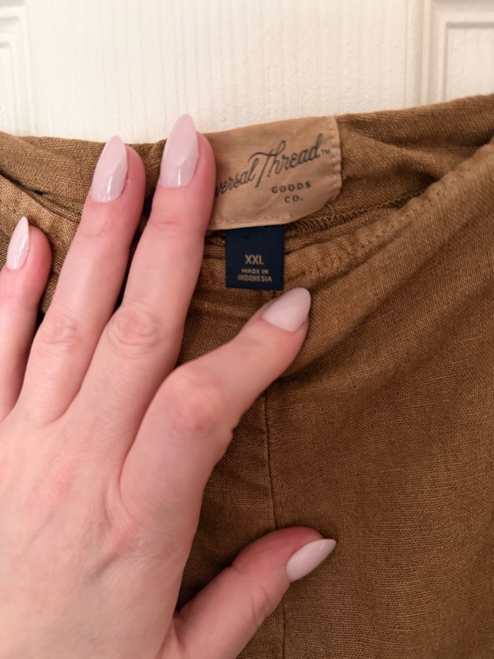 Universal Thread Cotton-Look Tan Wide-Leg Jumpsuit - Picture 6 of 6